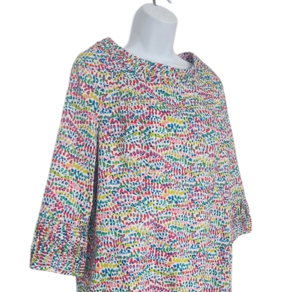 Nuny Couturier Vintage Style Ditsy Print Mini Shift Dress M/L Summer 3/4 Sleeve. - Picture 5 of 9